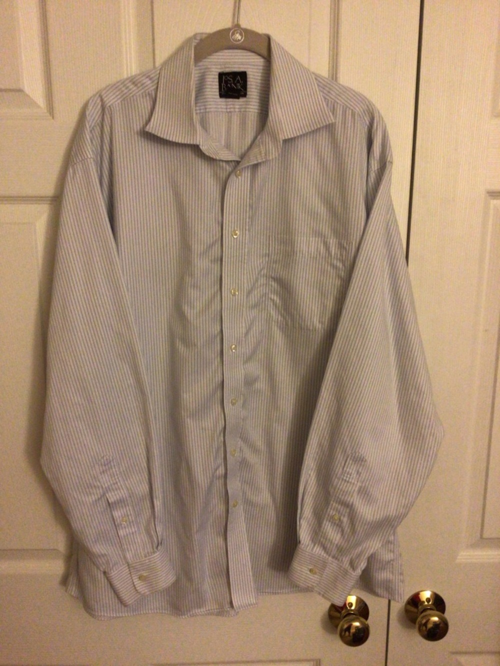 Jos. A. Bank Blue and White Pinstripe Long Sleeve Dress Shirt